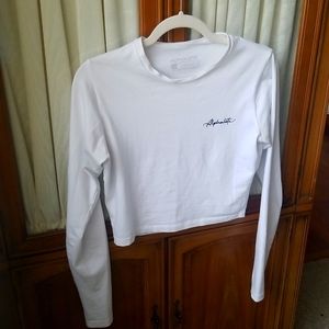 Alphalete Long Sleeve Crop Tee in White - Signature Fit